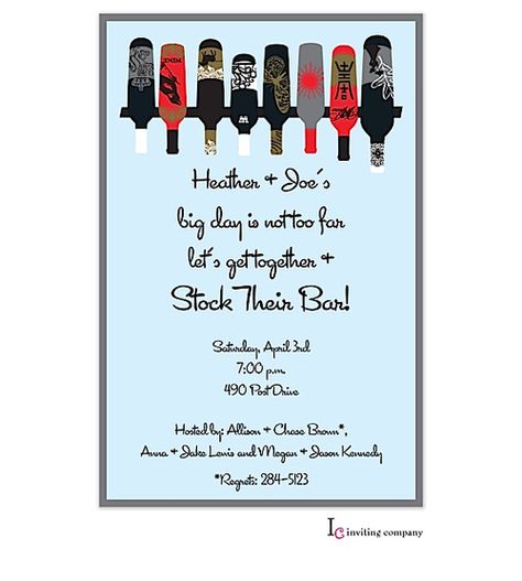 classy stock the bar wine stock the bar shower invitations Quaint Wedding, Stock The Bar Party, Best Friend Speech, Bride Shower, Couples Shower Invitations, Cheap Wedding Invitations, Wedding Shower Invitations, Wedding Photography Tips, Anniversary Ideas