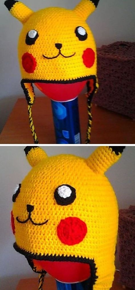 15 Pokemon Crochet Free Patterns 19 Pokeball Crochet Hat, Pikachu Hat, Pikachu Crochet, Pokemon Hat, Pokemon Crochet, Pokemon Ideas, Pokemon Crochet Pattern, Crochet Free Patterns, Crochet Pokemon