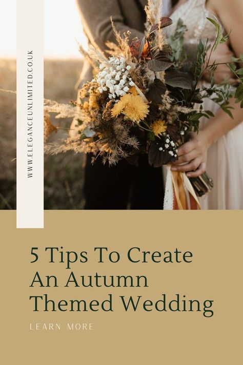 Planning an autumn wedding? Elegance Unlimited has 5 tips to help you create the wedding of your dreams. Check out this article to get your planning journey started. Work with the nature that surrounds you and build a seasonal wedding with these simple steps. Dorset wedding inspiration | Be the first to receive exclusive discounts, tips and inspiration by signing up to our email list! Autumn Themed Wedding, Wedding Planning Help, Autumn Wedding, Themed Wedding, Email List, Wedding Trends, Wedding Season, Wedding Blog, Fall Wedding