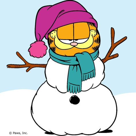 Today's forecast: SNOW SNOW SNOW and oh yeah... SNOW Cat Snowman, Garfield Images, Snowman Cartoon, Garfield Christmas, Garfield The Cat, Garfield Cartoon, Garfield Cat, Garfield Comics, Garfield And Odie