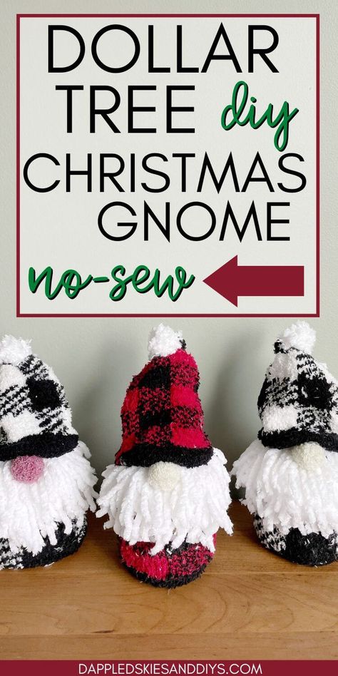 These DIY Christmas gnomes are made with all Dollar Tree supplies! All you'll need is a glue gun & a few other household items! Best part is you can create 3 of these holiday gnomes with yarn beards for under 10 dollars! Yarn Beard Diy, Gnomes With Yarn, Seniors Crafts, Diy Christmas Gnomes, Christmas Knomes, Mini Gnomes, Yarn Beard, Diy Dollar Tree Christmas, Dollar Tree Diy Christmas