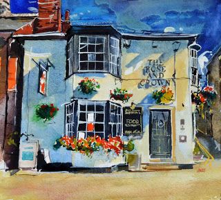 David Morris-The Rose and Crown, Wivenhoe Artist Research Page, David Morris, Gcse Art, Water Colors, Sketch Book, Paintings, Crown, Drawings, Water