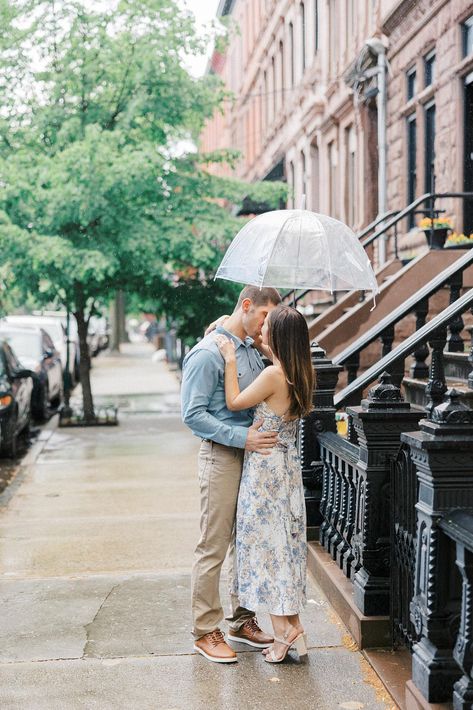 Rainy Uptown Hoboken Engagement Hoboken New Jersey, Rainy Spring, Elongated Cushion Cut, Engagement Photo Locations, Couples Photo, Spring Engagement, Photo Poses For Couples, Good Attitude, Photo Location