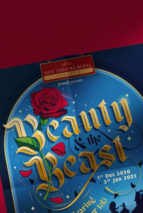 Drama Poster Ideas, Pantomime Aesthetic, Beauty And The Beast Design, Beauty And The Beast Poster, Sleeping Beauty Pantomime, Sleeping Beauty Poster, Theatre Poster Design, Prom Posters, Beauty And The Beat