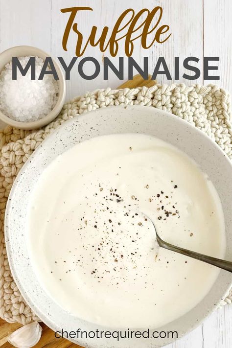 Truffle Mayonnaise Recipe, Mexican Aioli, Black Truffle Recipe, Aioli Recipes, Truffle Mayo, Truffle Aioli, Truffle Oil Recipes, Black Truffle Oil, Truffle Cheese