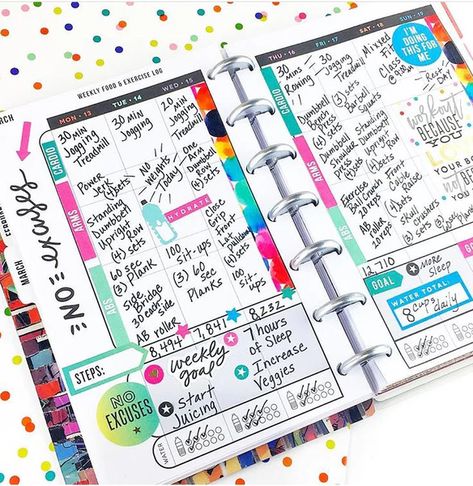 Fitness Planner Ideas, Happy Planner Fitness, Fitness Happy Planner, Planner Fitness, Happy Planner Layout, Planner Obsessed, Mini Happy Planner, Planner Inspiration, Planner Layout