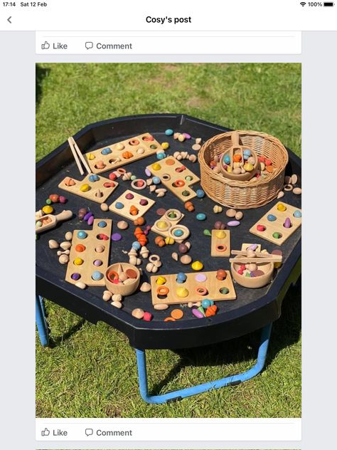 Big And Small Activities, Tuff Tray Ideas Eyfs, Outdoor Maths, Tuff Tray Ideas, Eyfs Maths, Maths Activity, Painted Tires, Early Years Maths, Tuff Spot