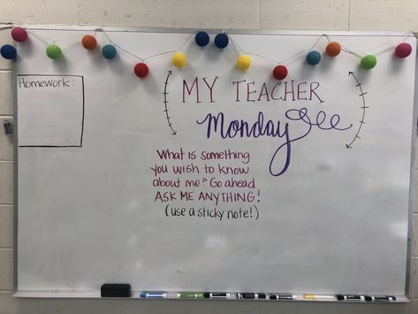 Monday Morning Questions For Students, Monday Morning Message Classroom, Monday Question Of The Day, Monday Whiteboard Prompt, Teacher White Board Ideas, Monday Whiteboard, Monday Morning Meeting, Whiteboard Prompts, Whiteboard Questions