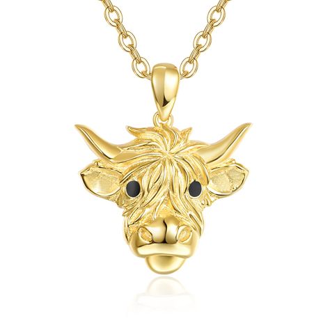 PRICES MAY VARY. MEANINGFUL JEWELRY - The Scottish highland cow is friendly, cute and kind. This is the perfect gift for Scottish cow lovers. Wear it to show your affectionate love. MATERIAL - Highland cow jewelry is made of 925 sterling silver and add gold plating process, no nickel, no lead, no cadmium and hypoallergenic. It maintains a timeless glow and won't turn your skin green! SIZE - Highland Cow Pendant: 21*18 mm/0.83*0.71 inch, Chain Length: 18+2 in long S925 cable chain, suitable for a Highland Cow Gifts, Cow Gifts, Moon Pendant Necklace, Meaningful Jewelry, Crystal Necklace Pendant, Gold Pendant Necklace, Silver Pendant Necklace, Sterling Earrings, Pendant Jewelry