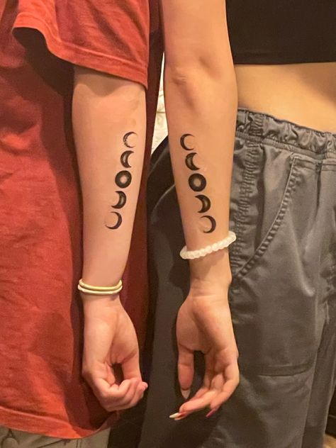 jimin matching tattoo best friend moon phase friends Witchy Tattoos For Best Friends, Bat Tattoo Matching, Best Friend Witch Tattoo, Witchy Best Friend Tattoo, Matching Moon Tattoos Best Friends, Alt Matching Tattoos, Witchy Bff Tattoo, Matching Moon Tattoos, Gothic Matching Tattoos