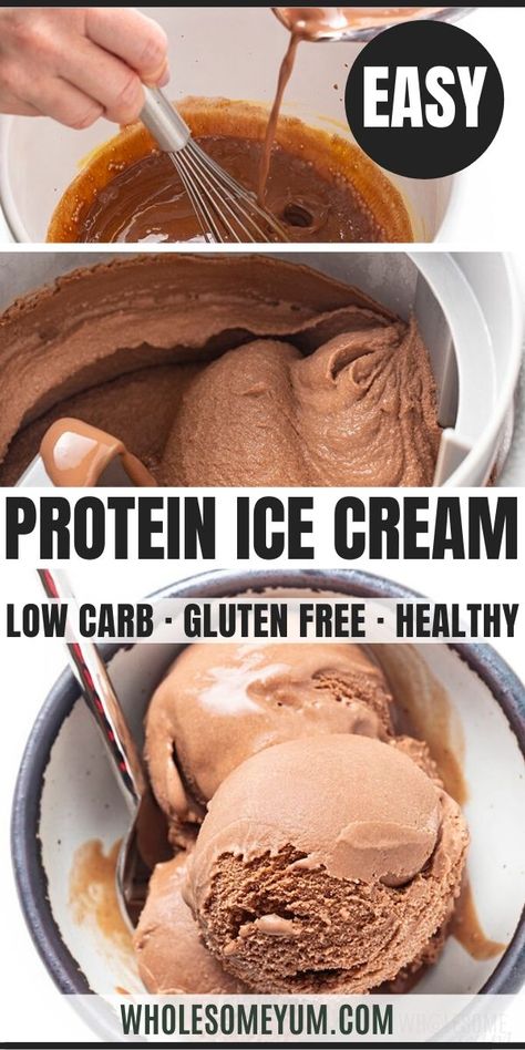 Protein Powder Ice Cream, High Protein Low Carb Dessert, Chocolate Protein Ice Cream, High Protein Ice Cream, Protein Ice Cream Recipe, Protein Ice Cream Recipes, Low Calorie Protein, High Protein Desserts, Low Carb Ice Cream