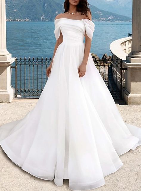 Wedding Dress Simple Elegant, Budget Wedding Dress, Aisle Ideas, Casual Wedding Dresses, Organza Bridal, Wedding Dresses A Line, Makeup Images, Beach Wedding Dresses, Wedding Dress Store