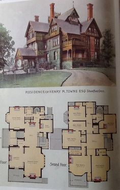 Victorian House edit.Blanche Cirker. Scientific America July 1890 residence of Henry R. Towne Esq. Stamford conn. USA. Does anyone know if this house is still standing?? Kh Gothic Victorian House Plans, Victorian House Floor Plans, 1890 House, Stamford Ct, Stamford Connecticut, Victorian House Plans, Plans Architecture, Vintage House Plans, Casas The Sims 4