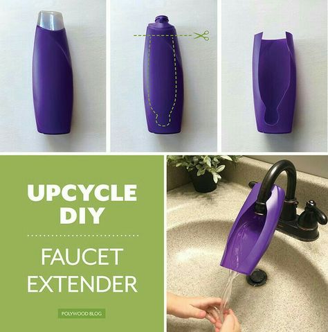 Shampoo Bottle Diy, Upcycle Plastic Containers, Adaptive Equipment Diy, Upcycle Plastic, Reuse Recycle Repurpose, Reuse Plastic Bottles, Faucet Extender, Adaptive Equipment, Diy Shampoo