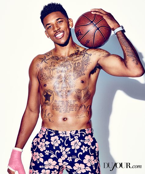 L.A. Laker Nick Young is one half of a pop-culture power couple—he’s dating rapper Iggy Azalea—and he’s also a certified connoisseur of cool. Nick Young, Tattoo Quote, Stud Muffin, Nba Pictures, Iggy Azalea, Arm Tattoos, Sports Stars, Basketball Player, Black Boys