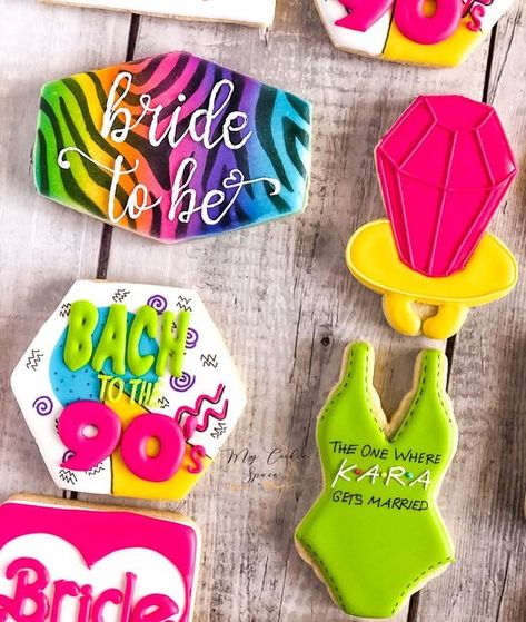 Bachelorette Party Cookies, Bachelorette Cookies, Neon Birthday, 90s Party, Bachelorette Themes, Bachelorette Weekend, Custom Cookies, Bachelorette Party, Sugar Cookies