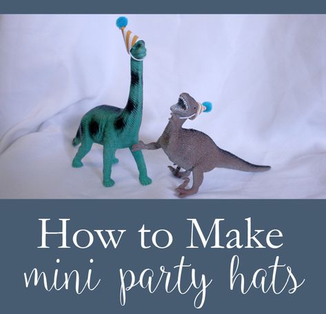 How to Make Mini Party Hats with Paper | Hunny I'm Home DIY Party Hats Diy, Diy Tea Party Hats, Party Hat Craft, Mini Party Hats, Dinosaur Party Hats, Party Hat Template, Christmas Party Hats, Dinosaurs Birthday, Dog Party Hat