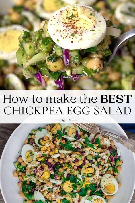 Chickpea Egg Salad, Boiled Egg Salad, Mediterranean Chickpea, Dijon Dressing, The Mediterranean Dish, Healthier Meals, Mind Diet, Easy Mediterranean Diet Recipes, Salad Recipes Video