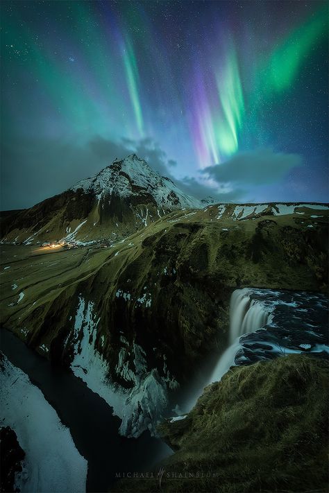 Breathtaking Photos by Michael Shainblum | Daily design inspiration for creatives | Inspiration Grid Iceland Mountains, Iceland Travel Photography, Waterfall Iceland, Iceland Nature, Skogafoss Waterfall, Iceland Landscape, Iceland Photography, Northern Lights (aurora Borealis), Aurora Borealis Northern Lights