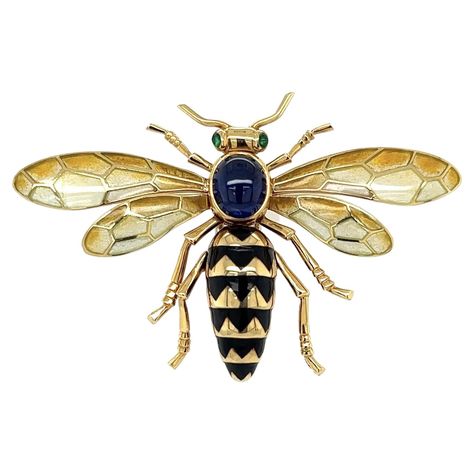 Plique A Jour, Dainty Gold Bracelet, Emerald Blue, Bee Jewelry, Bee Brooch, Insect Jewelry, Gold Bee, Gold Brooches, Pretty Bracelets