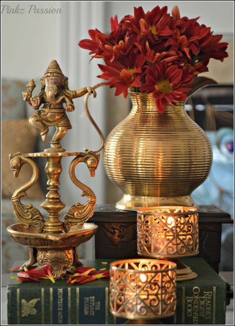 Antique Ganesha, Ethnic Indian Décor, Festive décor, Ganesha collection, Indian Inspired Decor Indian Inspired Decor, Home Decor Items Online, Home Decor Indian, Diwali Decorations At Home, India Home Decor, Gold Vase, Ethnic Home Decor, Ethnic Decor, Amazing Decor