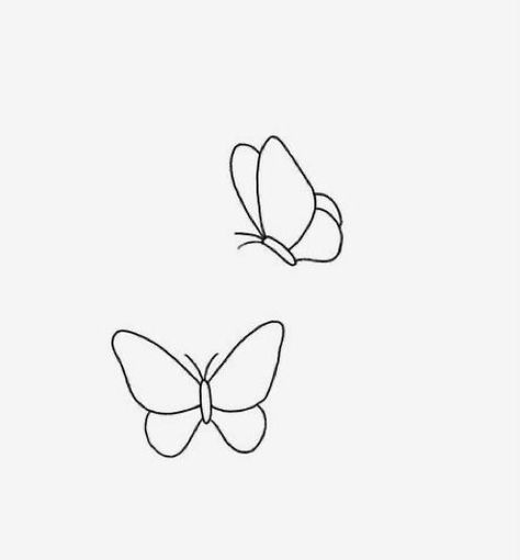 Minimal Butterfly Drawing, Two Butterflies Tattoo Stencil, Outlines Of Butterflies, Simplistic Tattoos Butterfly, Simple Tattoo Butterfly, Simple Butterfly Stencil, Butterfly Tiny Tattoo, Small Butterfly Stencil, Simple Butterflies Tattoo