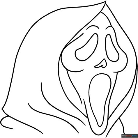 Free Scream Mask Coloring Page for Kids Scream Picture, Mask Coloring Page, Scary Halloween Coloring Pages, Screaming Drawing, Scary Coloring Pages, Scream Mask, Easy Drawing Guides, Halloween Coloring Sheets, Free Printable Coloring Sheets