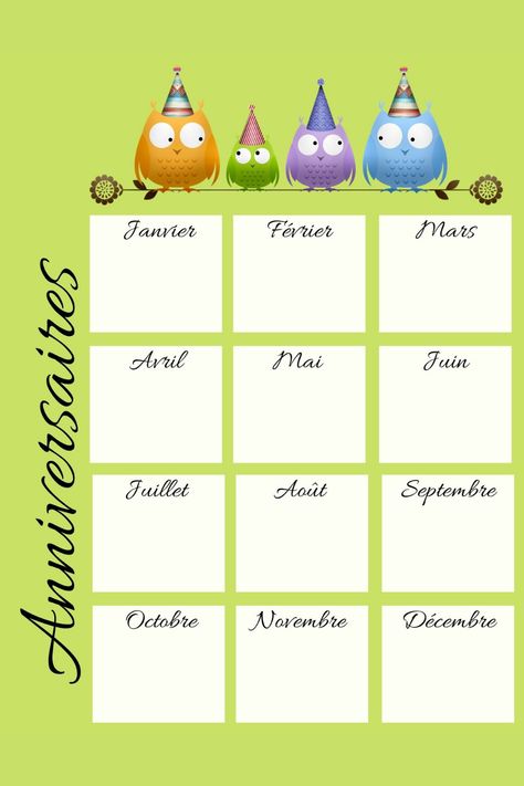 Un calendrier annuel pour écrire les dates de fêtes French Education, French Grammar, Education, Organisation