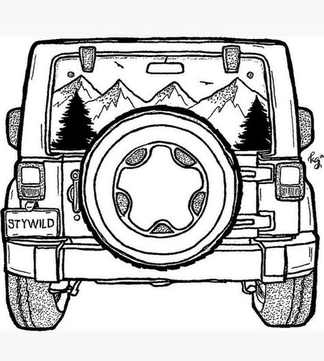 Jeep Art, Jeep Adventure, Wheel Craft, Car Drawings, Car Painting, 로고 디자인, A Drawing, Doodle Art, Art Sketches