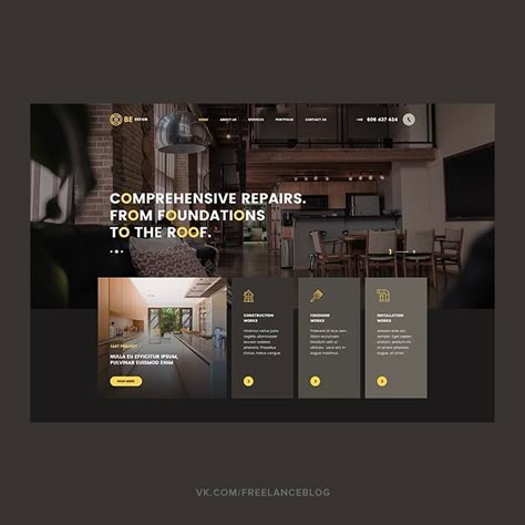 Home renovations landing page #ui #uidesign Landing Page Ideas, Best Landing Page Design, Website Design Inspiration Layout, Modern Website Design, Webpage Design, Website Design Layout, Web Design Trends, Web Inspiration, Ui Design Inspiration