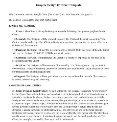 Graphic Design Contract Template | Design Agreement | PDF - Bonsai Contract Template Design, Graphic Design Contract Templates, Ugc Contract Template Free, Graphic Design Contract, Contractor Contract, Graphic Design Clients, Design Contract, Free Web Design, Small Business Advice