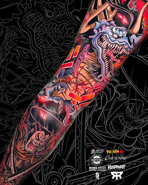 Oden One Piece Tattoo, Oden Tattoo, Seal Tattoo, Piece Tattoo, Skull Sleeve Tattoos, Skull Sleeve, One Piece Tattoos, Marvel Tattoos, Tattoo Artwork