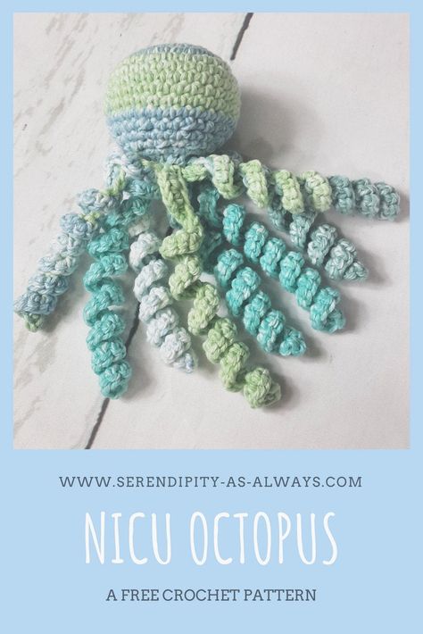 Nicu Octopus, Octopus Crochet Pattern Free, Crocheted Octopus, Preemie Octopus, Preemie Crochet, Octopus Crochet, Octopus Pattern, Crochet Puff Flower, Octopus Crochet Pattern