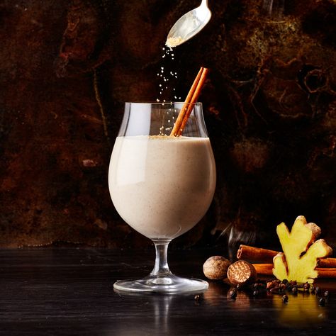 Vegan Coquito Recipe | Bon Appétit Vegan Coquito Recipe, Vegan Coquito, Coquito Recipe, Coconut Ginger, Vegan Chef, Ice Cream Floats, Smoothie Cup, Unsweetened Coconut Milk, Celery Juice