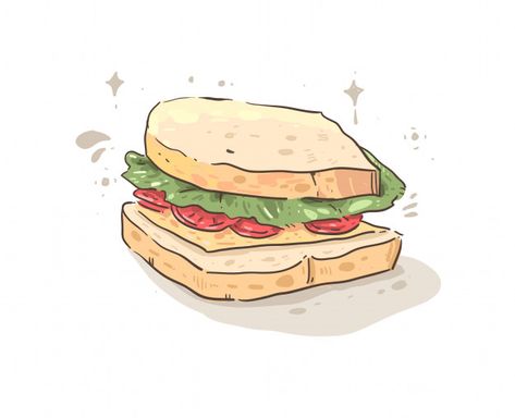 Sandwich Drawing, Cheese Drawing, Food Sketches, Tomato Bread, Ham Sandwiches, Toast Sandwich, Sandwich Ingredients, Food Clipart, Healthy Sandwiches