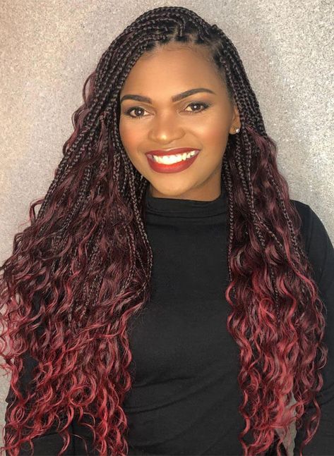 Amazing Bohemian Goddess Braids Styles for 2023 Colored Braids For Black Women, Gwen Hair, Bohemian Goddess Braids, Goddess Braid Styles, Boho Braided Hairstyles, Burgundy Background Aesthetic, Braided Buns, Bohemian Pictures, Hairstyles For 2023