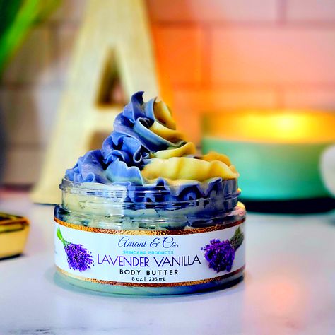 Lavender & Vanilla Body Butter Vanilla Body Butter, Lavender Body Butter, Organic Body Butter, Diy Body Butter, Body Butters Recipe, Organic Virgin Coconut Oil, Whipped Butter, Unrefined Shea Butter, Lavender Vanilla