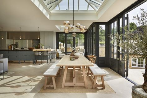 How to furnish your orangery with Neptune – Style inspiration Orangery Extension Kitchen, Orangery Interior, Kitchen Orangery, Lantern Ceiling, Orangery Extension, Westbury Gardens, Open Plan Kitchen Living Room, Glass Extension, Roof Lantern