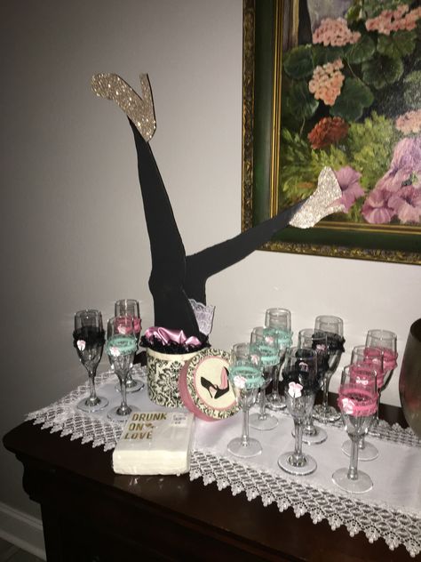 Fun and easy to make props for Mimosa Bar.  This was for a lingerie shower I threw. Lingerie Party Decorations, Classy Lingerie, Lingerie Shower, Mimosa Bar, 23rd Birthday, Lingerie Party, Bach Party, Party Table Decorations, Party Table