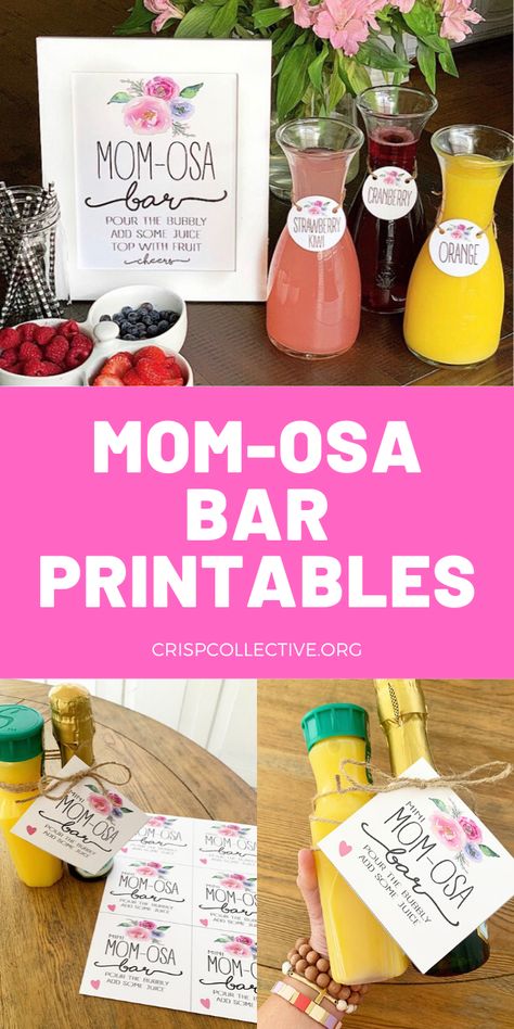 Mini MOM-osa Bar:  Free Party Printables Momosa Mimosa Bar Virgin, Mommy Mosa Bar, Momosa Printable Free Bar Signs, Mini Mimosa Gifts, Momosa Mimosa Bar Sign Printable Free, Momosa Bar Free Printable, Mom-osa Bar Sign Printable Free, Mom Osa Bar Ideas, Mockmosa Bar