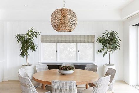 Cottage Home with Open Floor Plan - Cottage - Dining Room Pure Salt Interiors Dining, White Guest Bedroom, Light Wood Bed, Pure Salt Interiors, Cottage Dining Rooms, Pure Salt, Rattan Pendant Light, White Countertops, Open Concept Kitchen