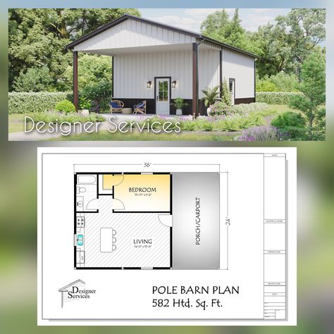 Tiny Home Western, Metal Building Pool House, Shop With Loft Living Quarters, Tiny Barndominium Floor Plans, Pole Barns With Living Quarters, Mini Barn House, Pole Barn House Plans Small, Small Pole Barn Homes Simple, Metal Building Homes With Shop