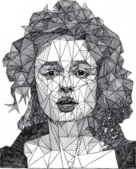 Josh Bryan's Triangulations - Celebrity Portraits Made with Triangles | Oddity Central - Collecting Oddities Geometric Face, Geometric Portrait, Triangle Art, Geometric Drawing, Helena Bonham Carter, Poster Designs, Art Et Illustration, Geometric Triangle, Art And Illustration