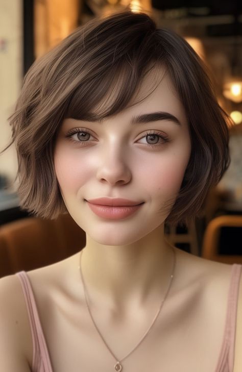 Tousled French Bob with Side Bangs Haircut Ideas Brown Hair, Bright Copper Hair, Bob With Side Bangs, Short Hair 40, Butterfly Hairstyle, Twist Box Braids, Ideas Haircut, Chic Haircut, Hair Dye Ideas