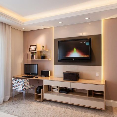 Lcd Wall Design, Modern Tv Unit Designs, Study Table Designs, Tv Rack, Tv Cabinet Design, Tv Unit Interior Design, Modern Tv Units, Modern Office Design, Desk In Living Room