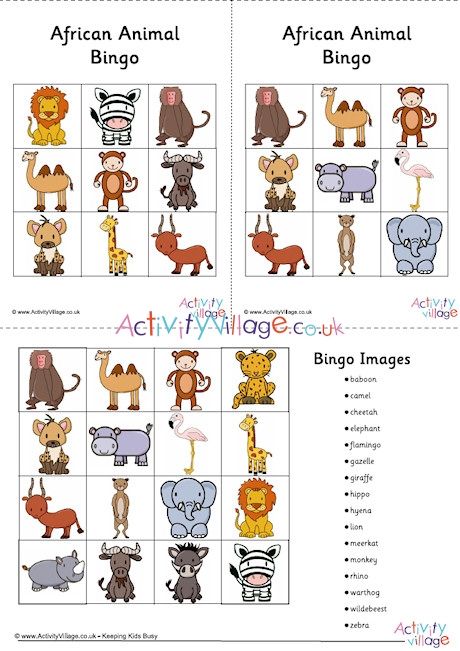 African Animal Bingo Cards Africa Activities, Africa Craft, Safari Activities, African Art Projects, Bingo For Kids, Animal Printables, Animal Worksheets, African Theme, Animal Crafts For Kids