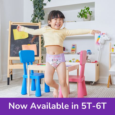 Pull-Ups® training pants are now available up to size 5T-6T so you don't have to worry about finding the perfect fit for your Big Kid™. 💜 #EarlyPottyTraining #PullUpsBigKid #PottyTraining #PottyTrainingToddlers #PottyTrainingGirls #PottyTrainingBoys Pull Ups Training Pants, Potty Training Girls Age 3, Potty Training Girls Under 2, Potty Training 101, Early Potty Training, Potty Training Fun, Tips For Potty Training Girls Toddlers, Potty Training Books, Toddler Training Pants