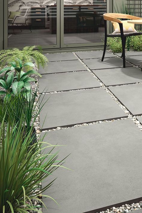 Take a look at this stylish, modern style idea for creating a ground design in your garden. Use some tiles in different colours and choose from among our range of decorative aggregates to complete the composition 🏡 Carport Tiles, Decorative Aggregates, Ground Design, Carport Patio, Tiles Ideas, Mediterranean Home, Different Colours, Home Room Design, House Inspo