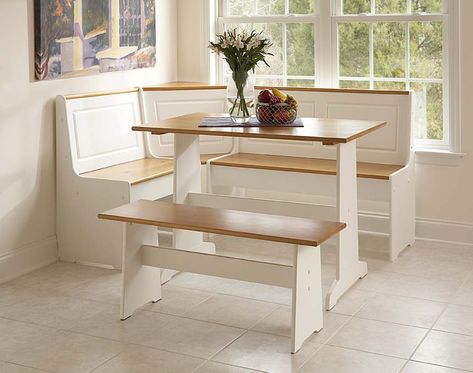 Linon Ardmore Breakfast Nook Dining Set - Walmart.com Corner Booth Kitchen Table, Corner Bench Kitchen Table, Breakfast Nook Furniture, Kitchen Nook Table, Nook Furniture, Breakfast Nook Set, Reka Bentuk Dapur, Breakfast Nook Table, Dining Corner