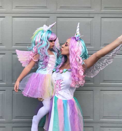 Mom And Daughter Unicorn Costume, Unicorn Couple Costume, Unicorn Family Halloween Costumes, Unicorn Halloween Costume For Kids, Girls Unicorn Costume, Diy Unicorn Costume, Unicorn Costume Kids, Unicorn Halloween Costume, Kids Outfits Daughters